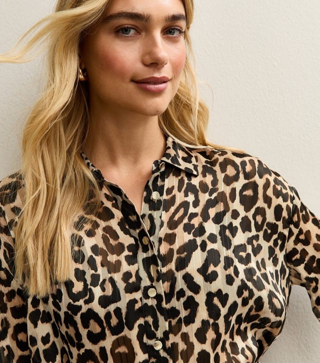 New Look Women's Brown Animal Print Tie Belt Shirt New Look - 2