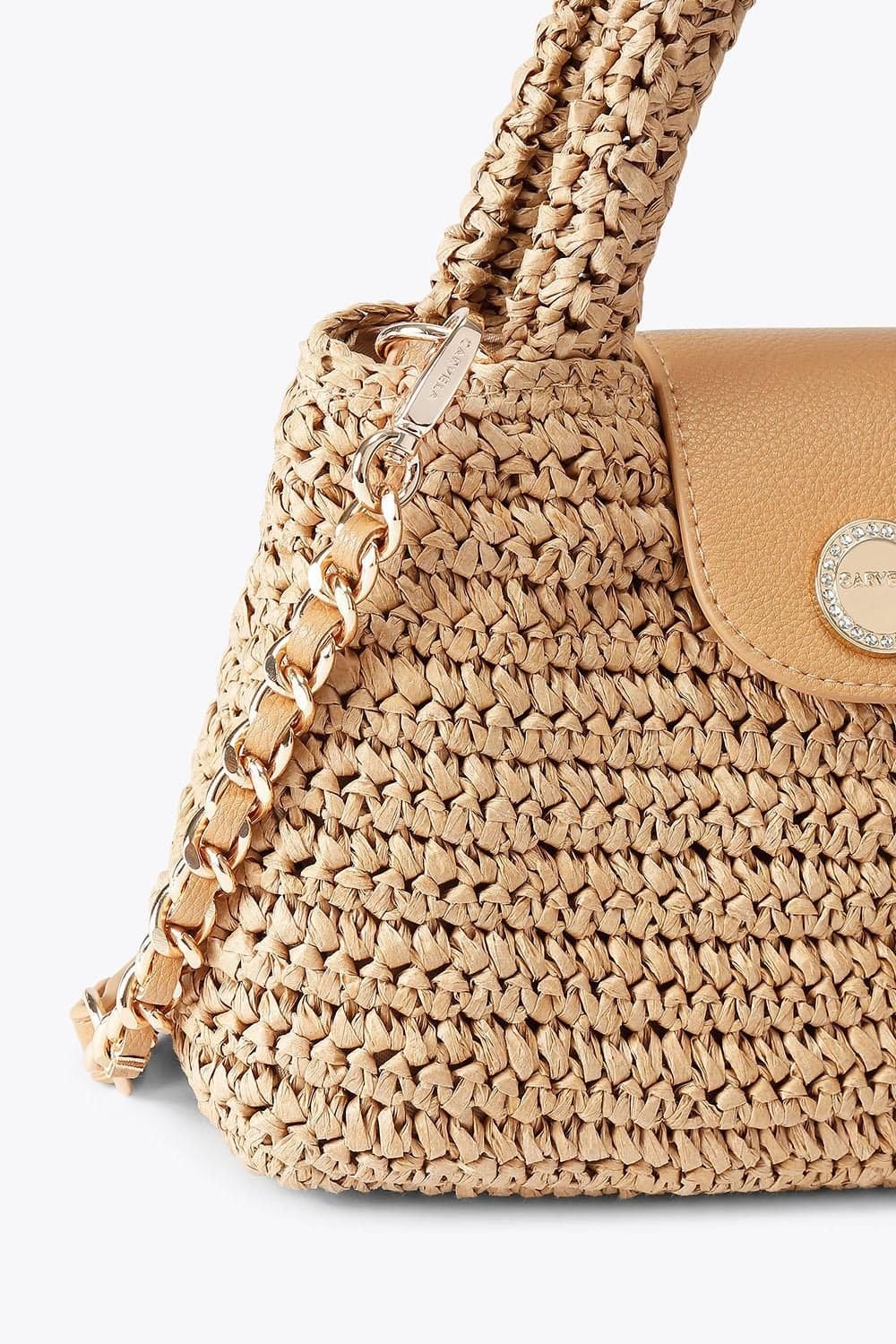 Carvela Carvela Women's 'Cheska Top Handle' Silk Blend Bag in Tan - 4