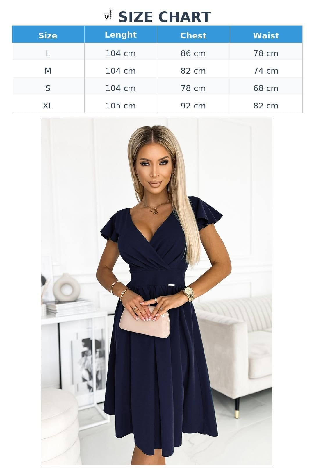 Love Lace Love Lace Women's Evening Flared Envelope Dress in Blue - 4