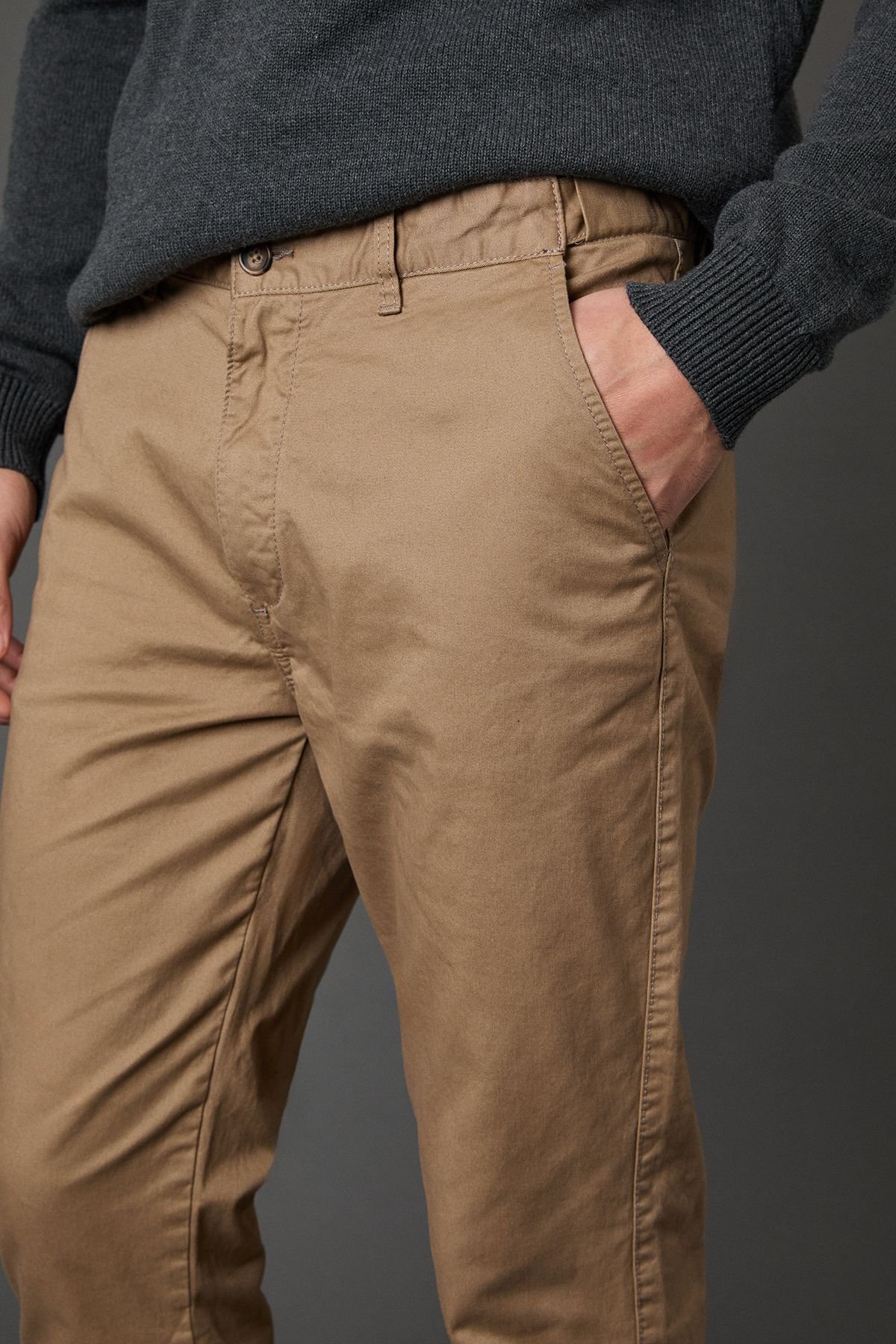 Maine Maine Men's Stone Premium Slim Fit Chino Trouser - 3