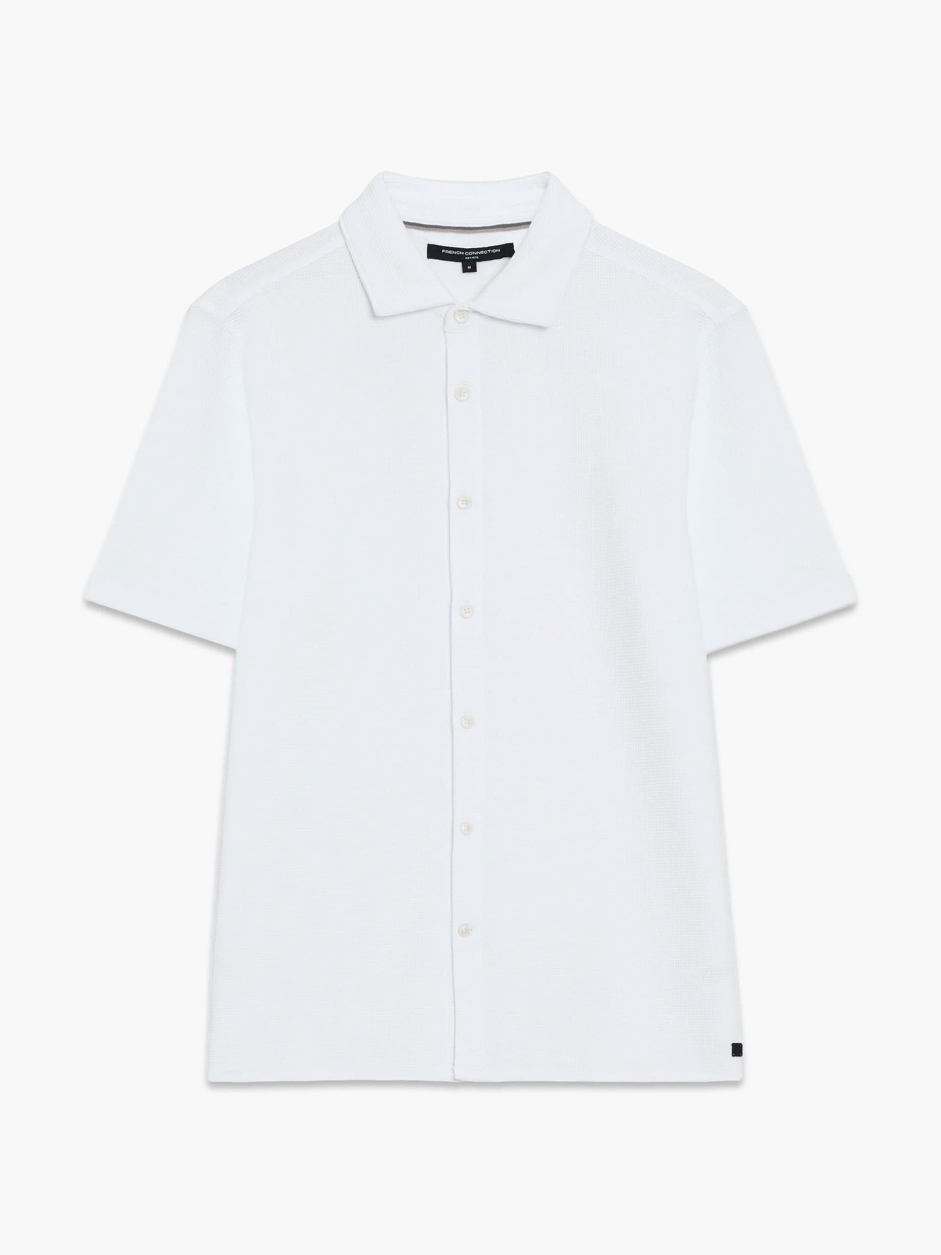 French Connection Short Sleeve Textured Button-Through White Shirt White