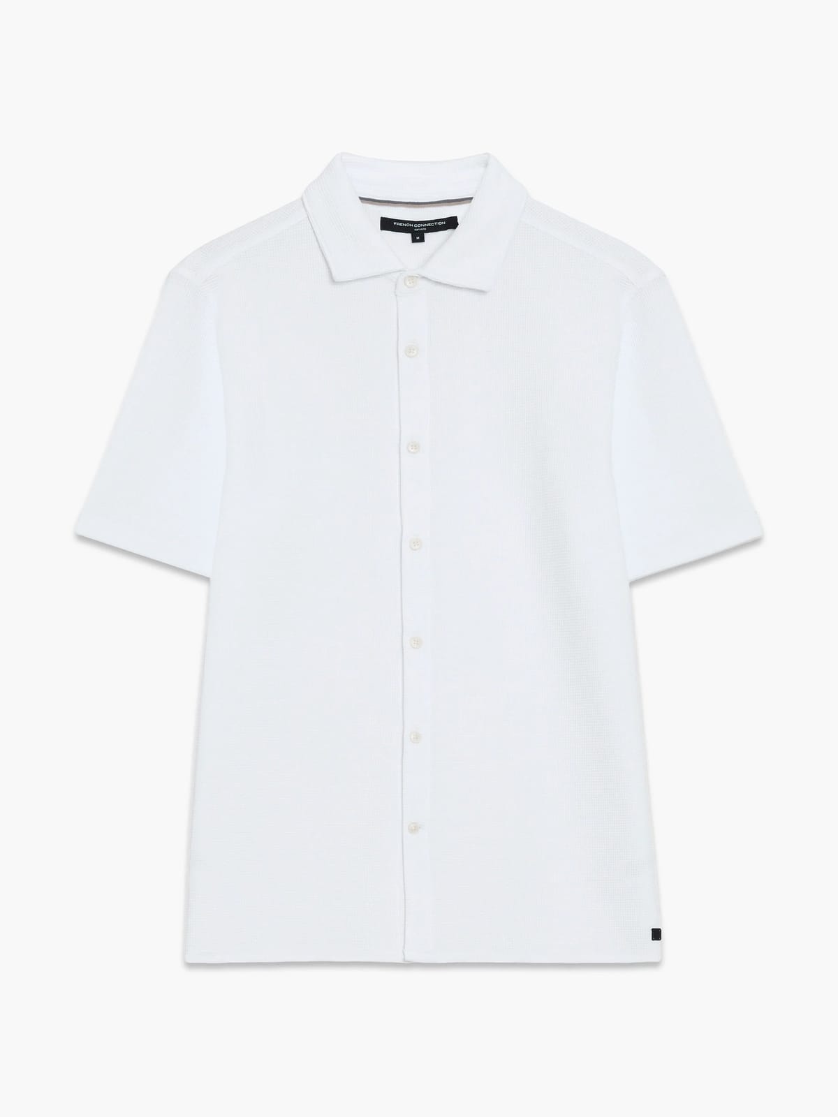 French Connection Short Sleeve Textured Button-Through White Shirt White - 1