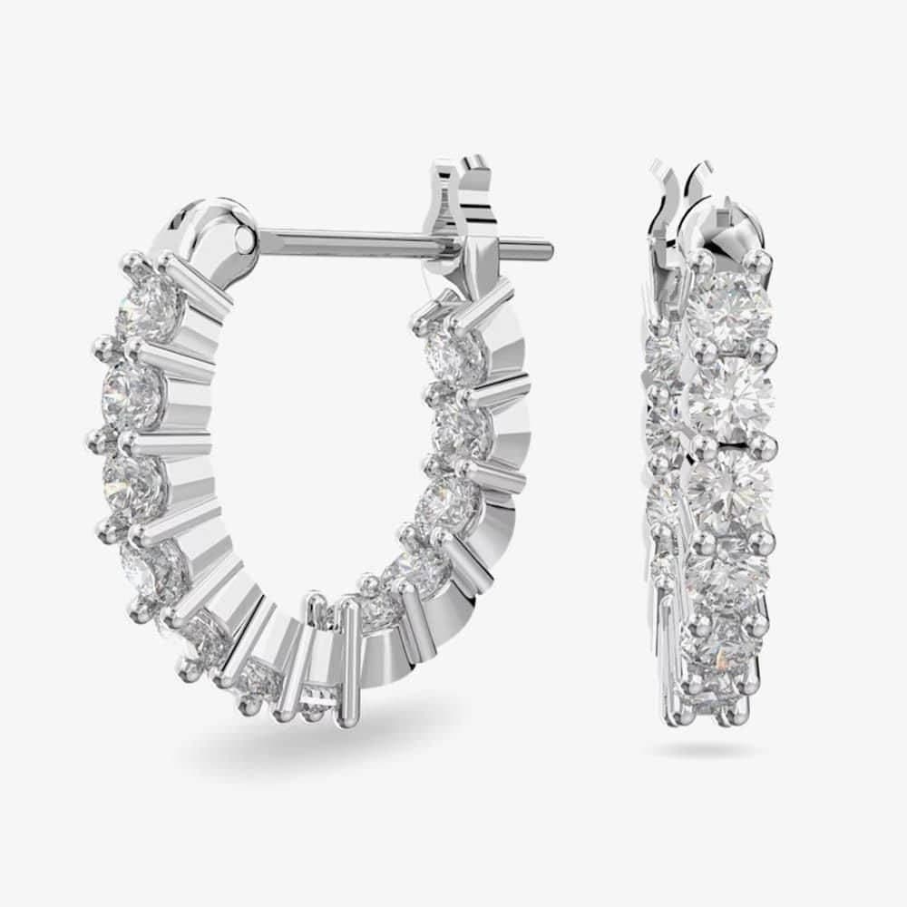 Swarovski Swarovski Women's Vittore White Crystal Mini Hoop Earrings 5562126 in Silver