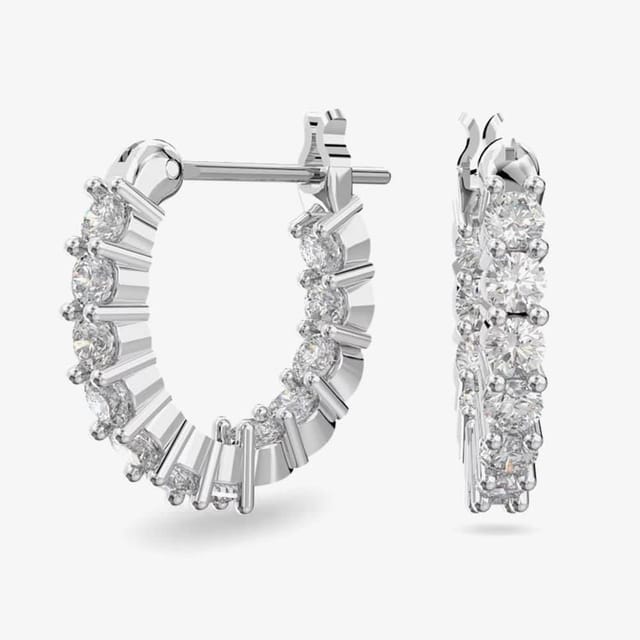 Swarovski Swarovski Women's Vittore White Crystal Mini Hoop Earrings 5562126 in Silver - 2