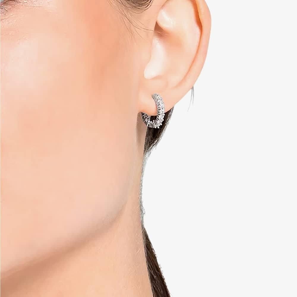 Swarovski Swarovski Women's Vittore White Crystal Mini Hoop Earrings 5562126 in Silver - 4