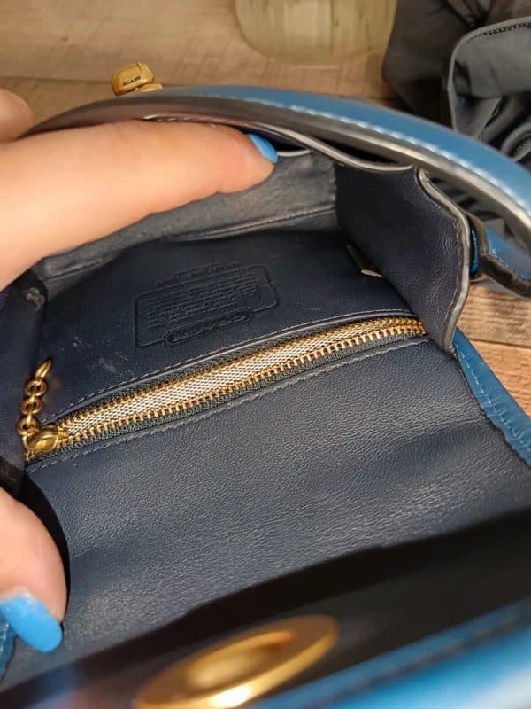 Coach Coach Blue Turnlock Top Handle with Horse and Carriage Print Crossbody Bag Pouch Handbag