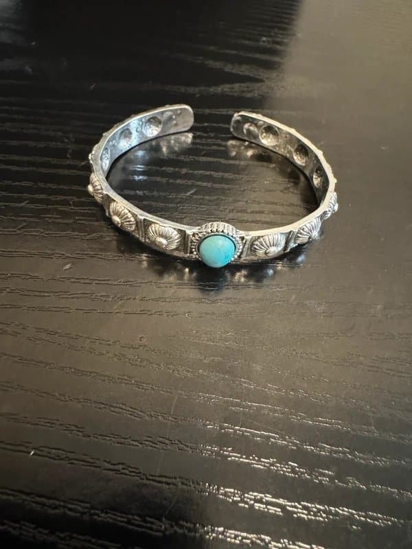 Vintage Dressing Vintage Southwestern Festival Cuff Bracelet – Silver-Tone with Faux Turquoise Stone