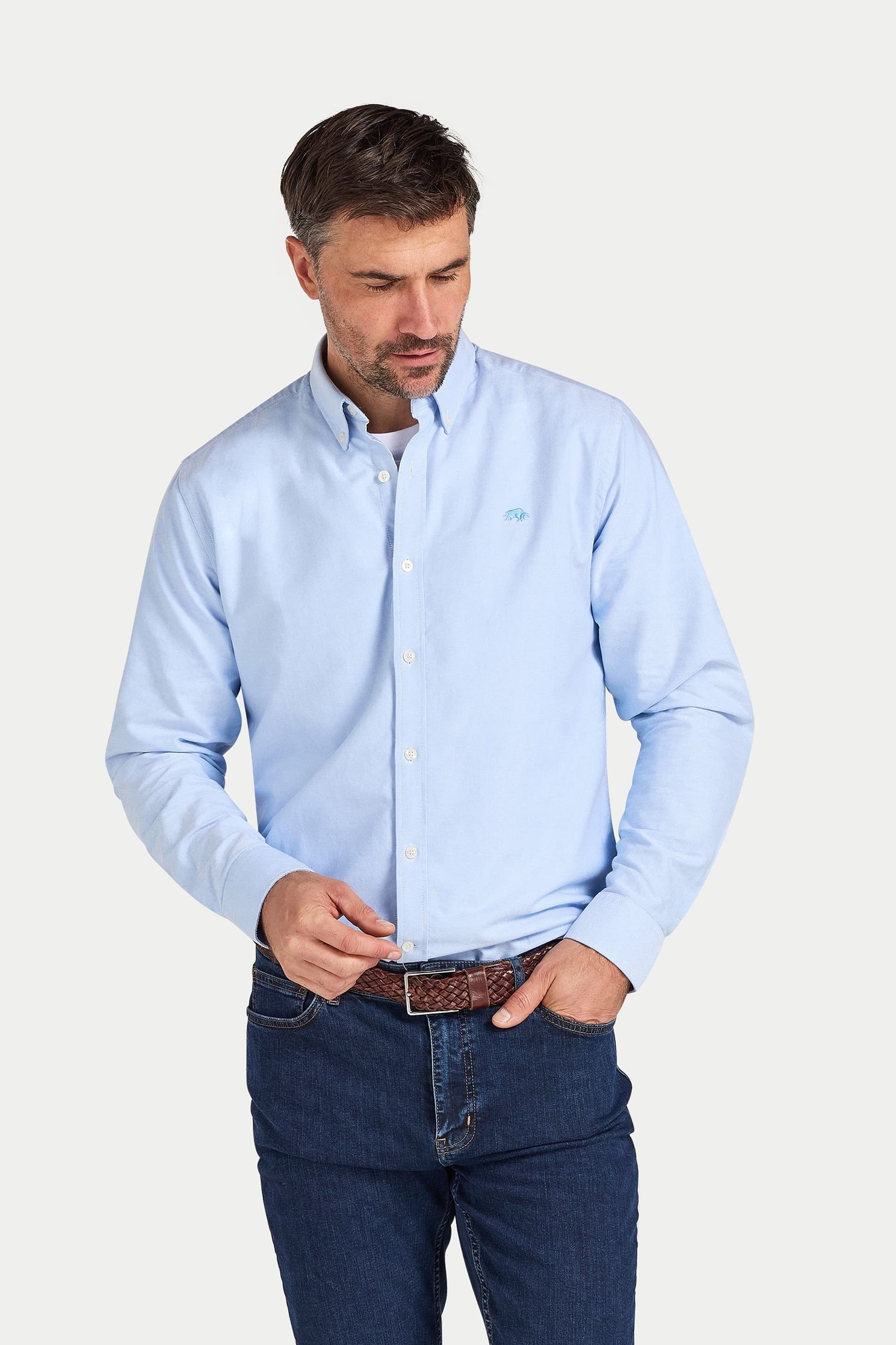 raging bull Raging Bull Light Blue Long Sleeve Oxford Shirt