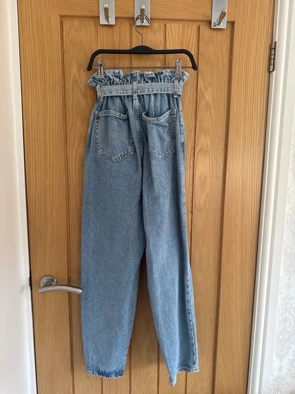 New Look New look blue denim jeans ruched waist detachable belt size 6