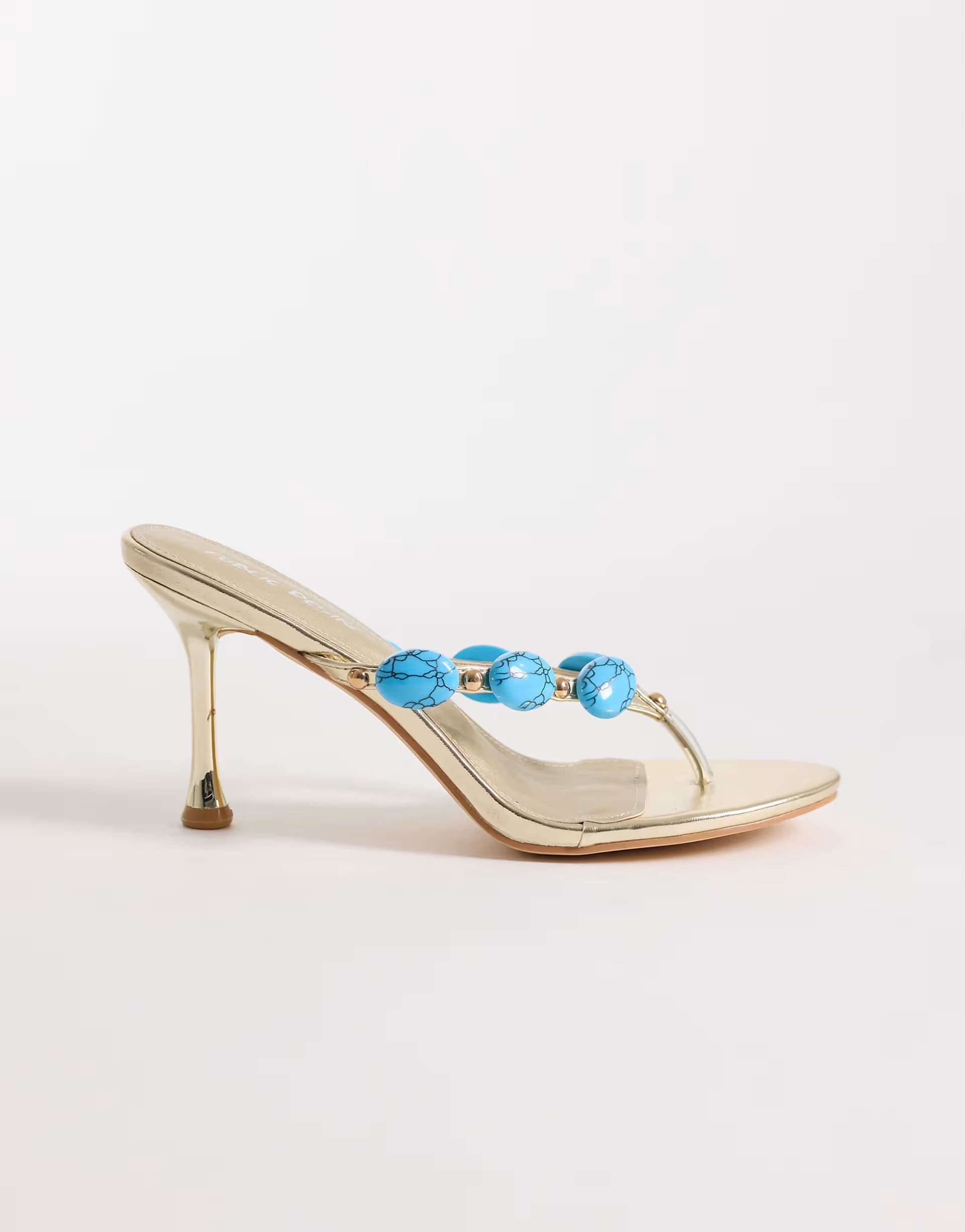 ASOS Public Desire Gold Toe Thong Heeled Sandals with Stone