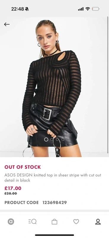ASOS Design Black Striped Knit Top with Cut Out