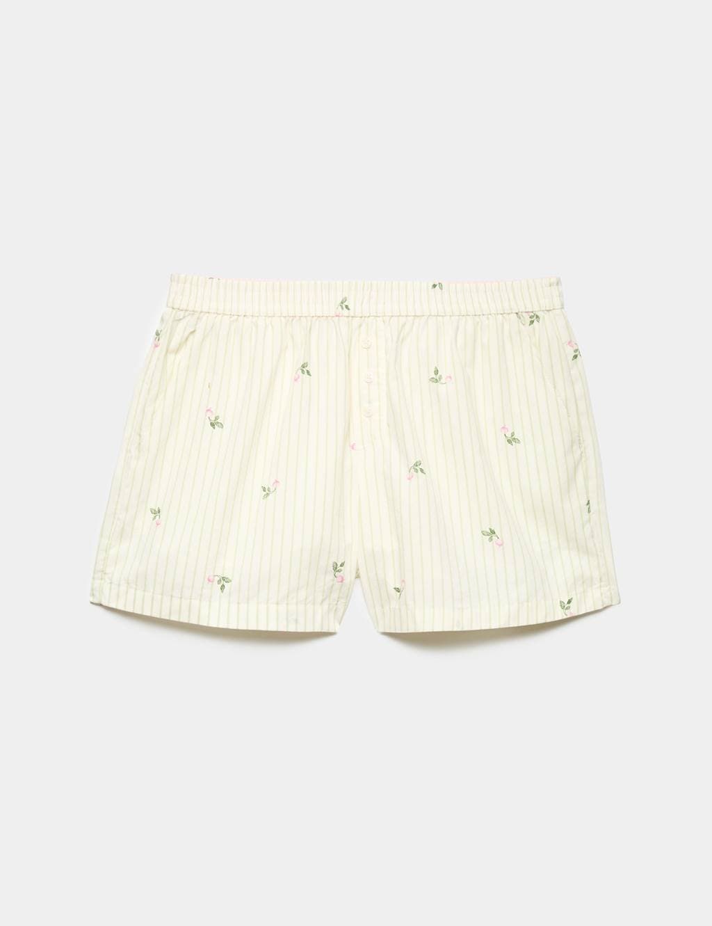 Marks & Spencer M&S Pure Cotton Radish Printed Pyjama Shorts Ivory Mix