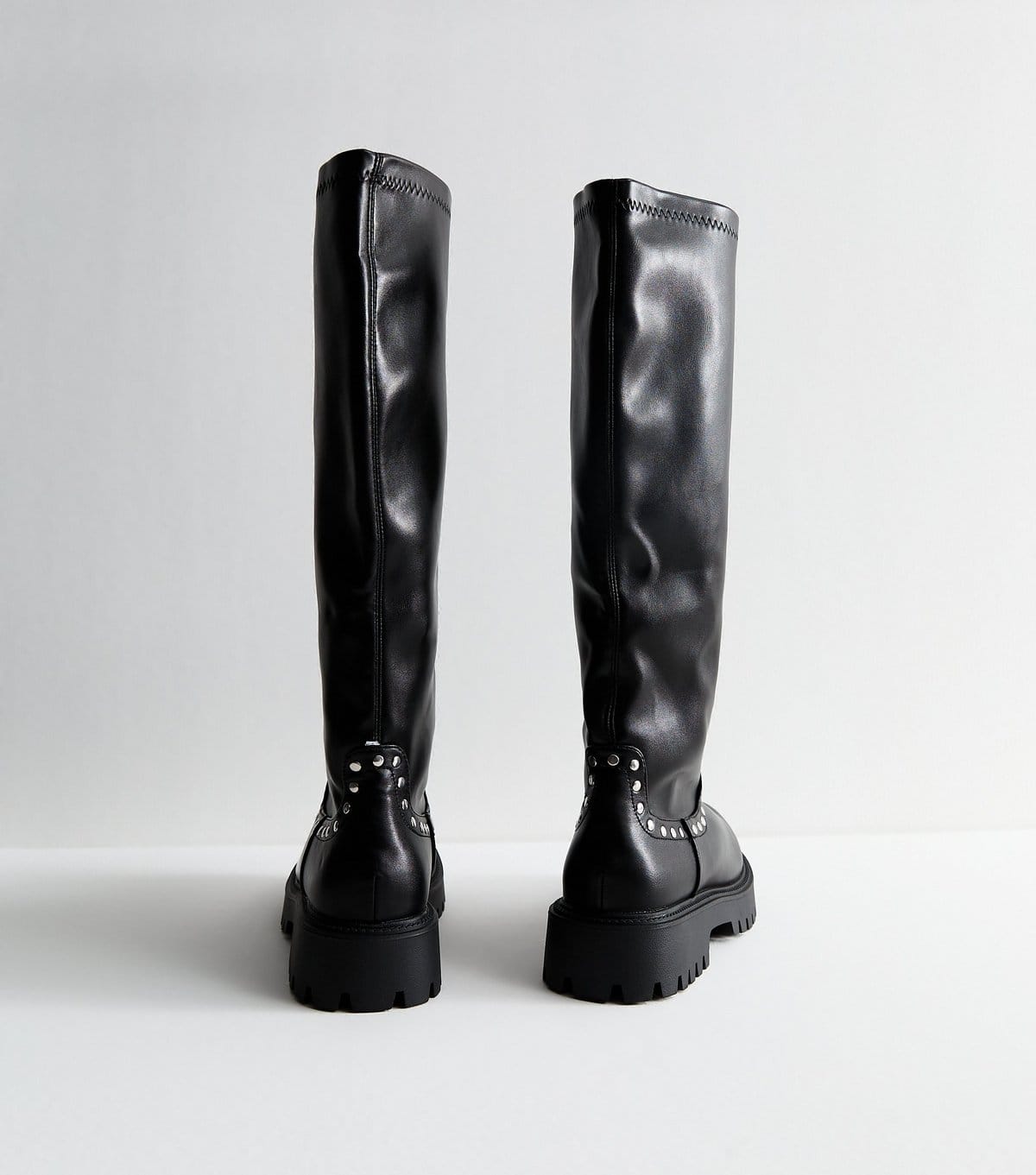 Public Desire Women's Black Bleu Studded Faux Leather Boots Public Desire New Look - 4