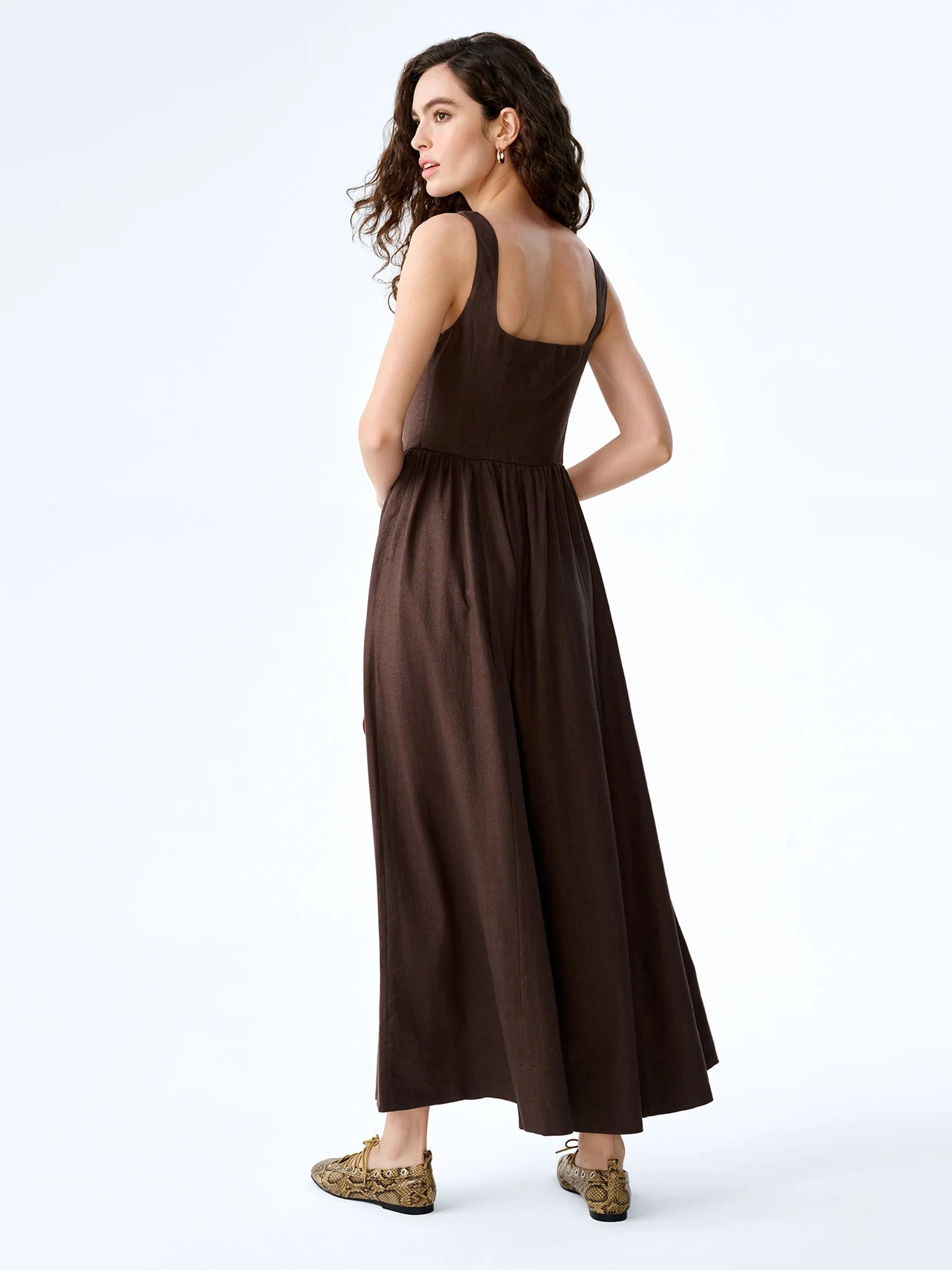 OMNES Suri Dress in Chocolate - 3
