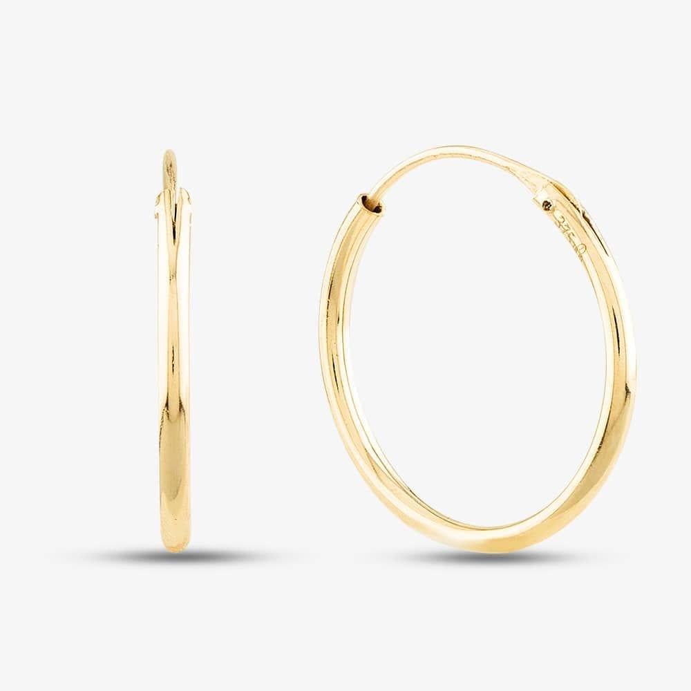 T.H.Baker T.H.Baker Women's 9ct Yellow-Gold Sleeper Hoop Earrings 1.53.9809 in Gold - 1