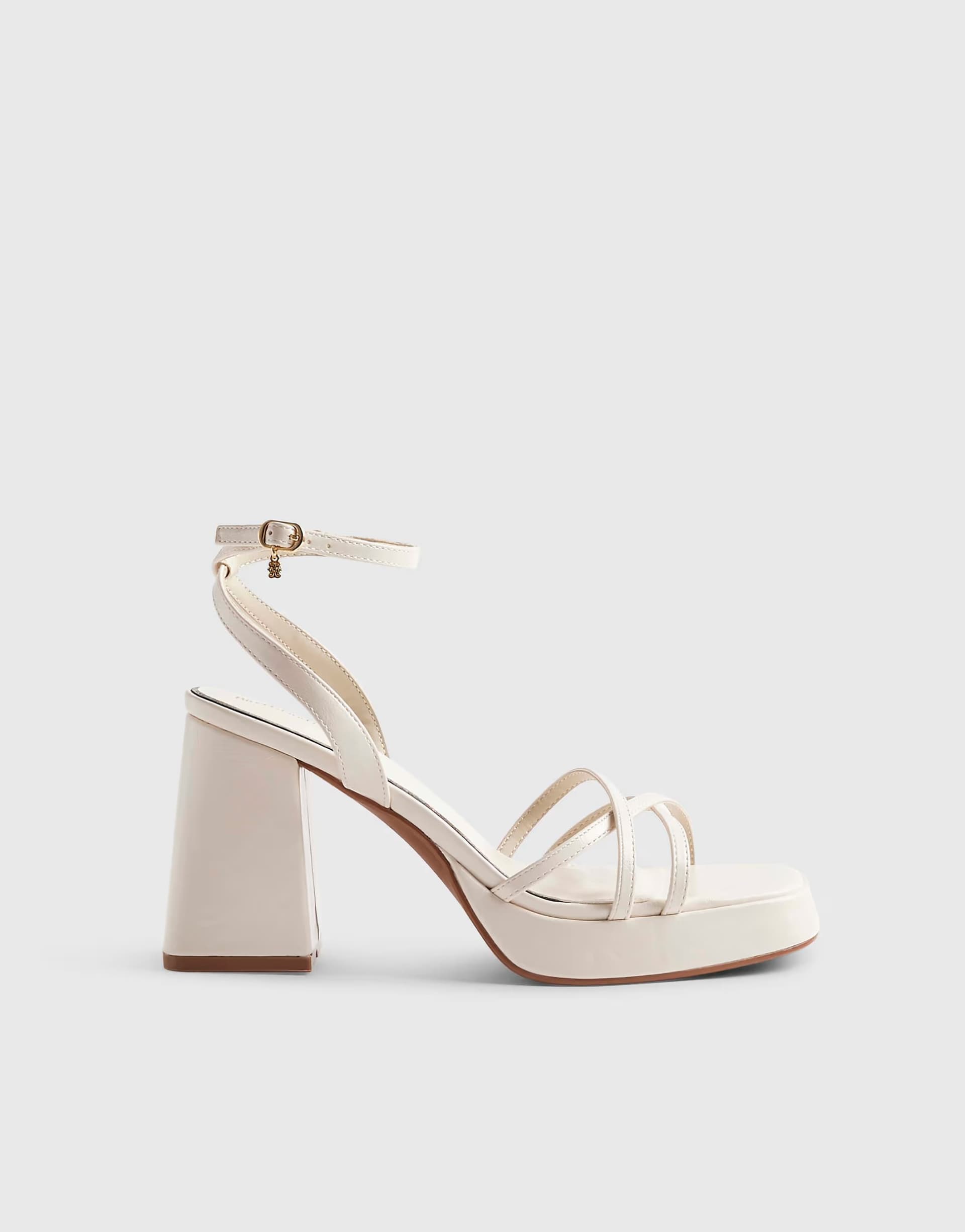 ASOS River Island Block heel cross strap sandals in white