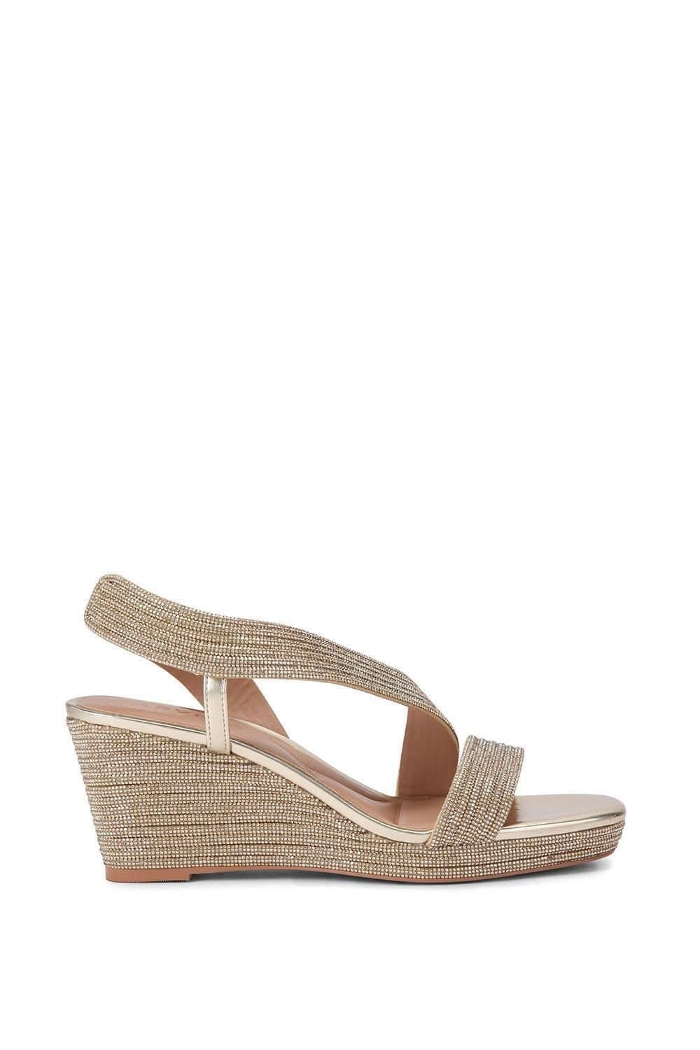 Carvela Carvela Women's 'Gala Wedge Jewel 70' Fabric Sandals in Gold