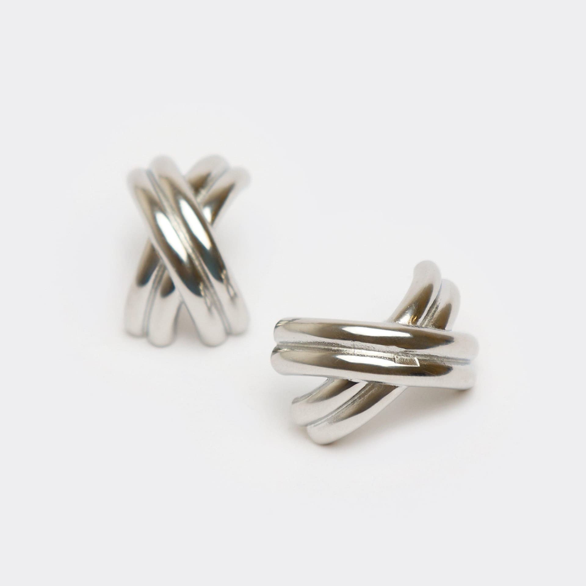 EGO Cross Shaped Stud Earrings In Silver, Women's Size UK 0
