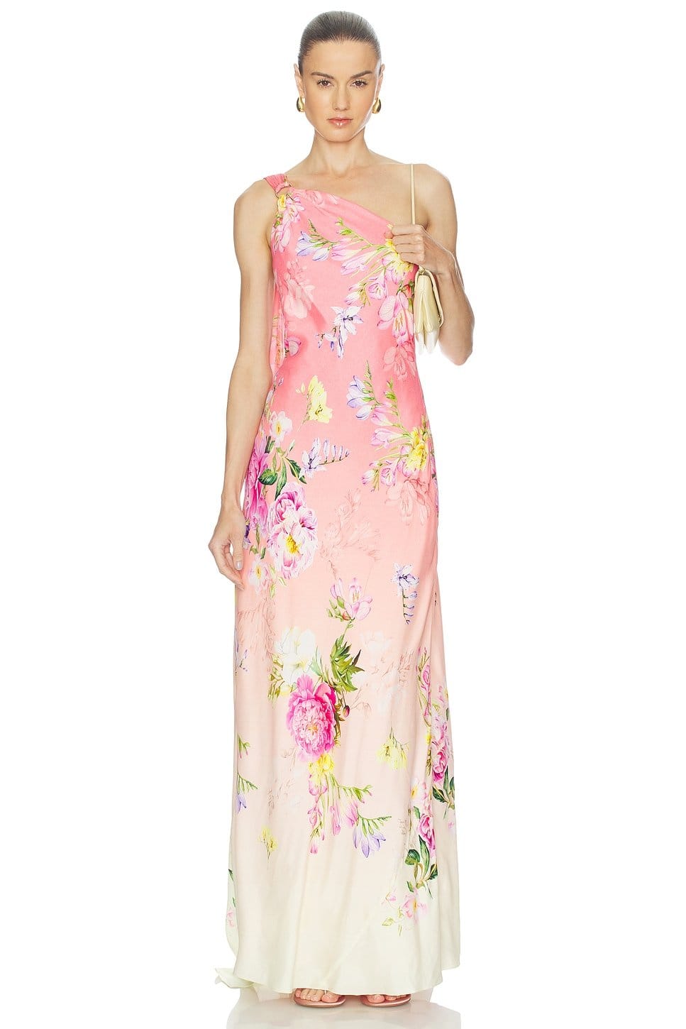 Revolve Multi Floral One Shoulder Sash Dress
