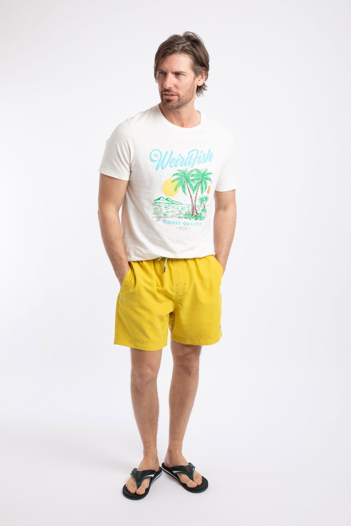 Weird Fish Weird Fish Men's Banning Swim Shorts in Bright Yellow - 4