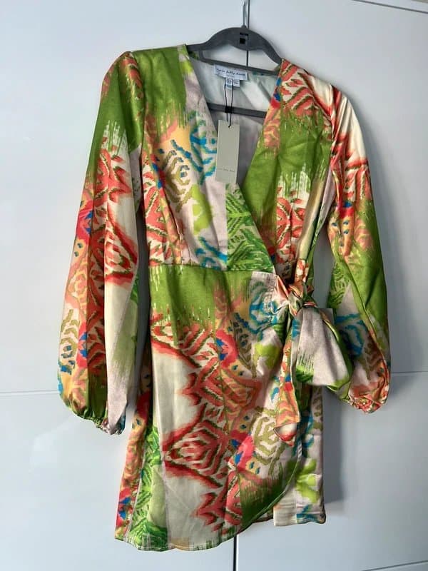 Never Fully Dressed Never fully dressed green abstract mini Vienna dress
