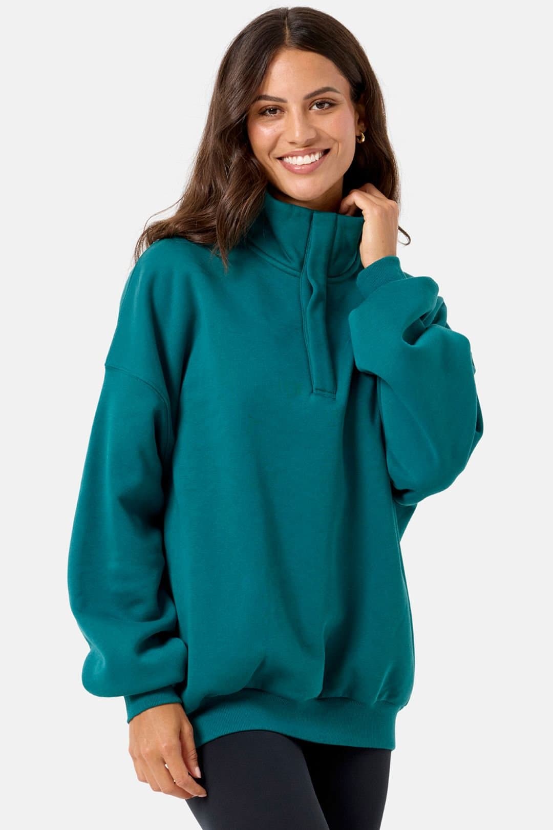 Gym + Coffee Gym + Coffee Women's Snap Collar Sierra Sweatshirt Teal