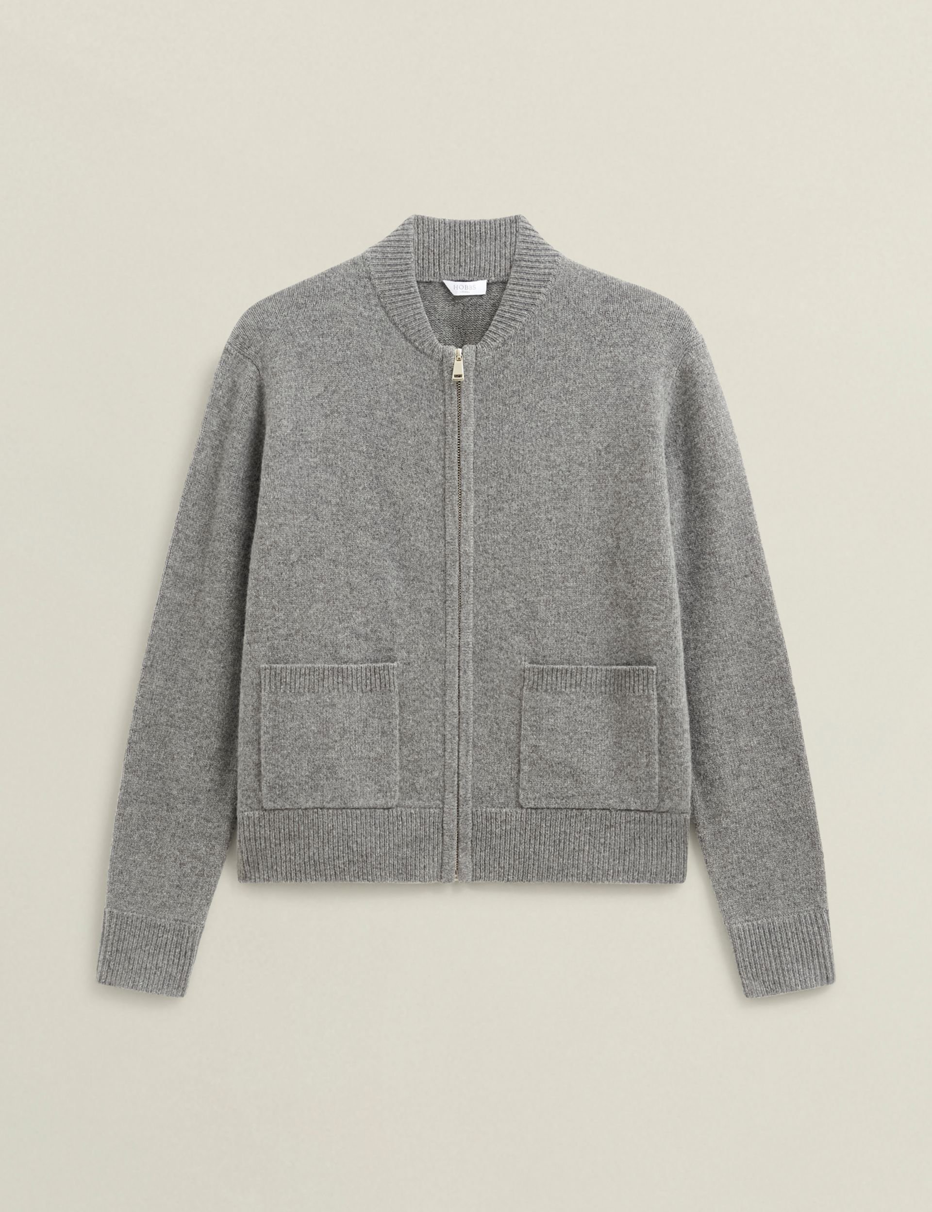 Hobbs London Hobbs London Women's Bonnie Knitted Bomber Jacket in Mid Grey - 2