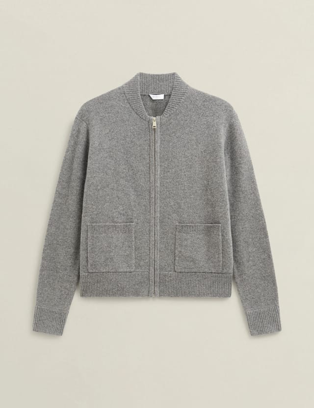 Hobbs London Hobbs London Women's Bonnie Knitted Bomber Jacket in Mid Grey - 2
