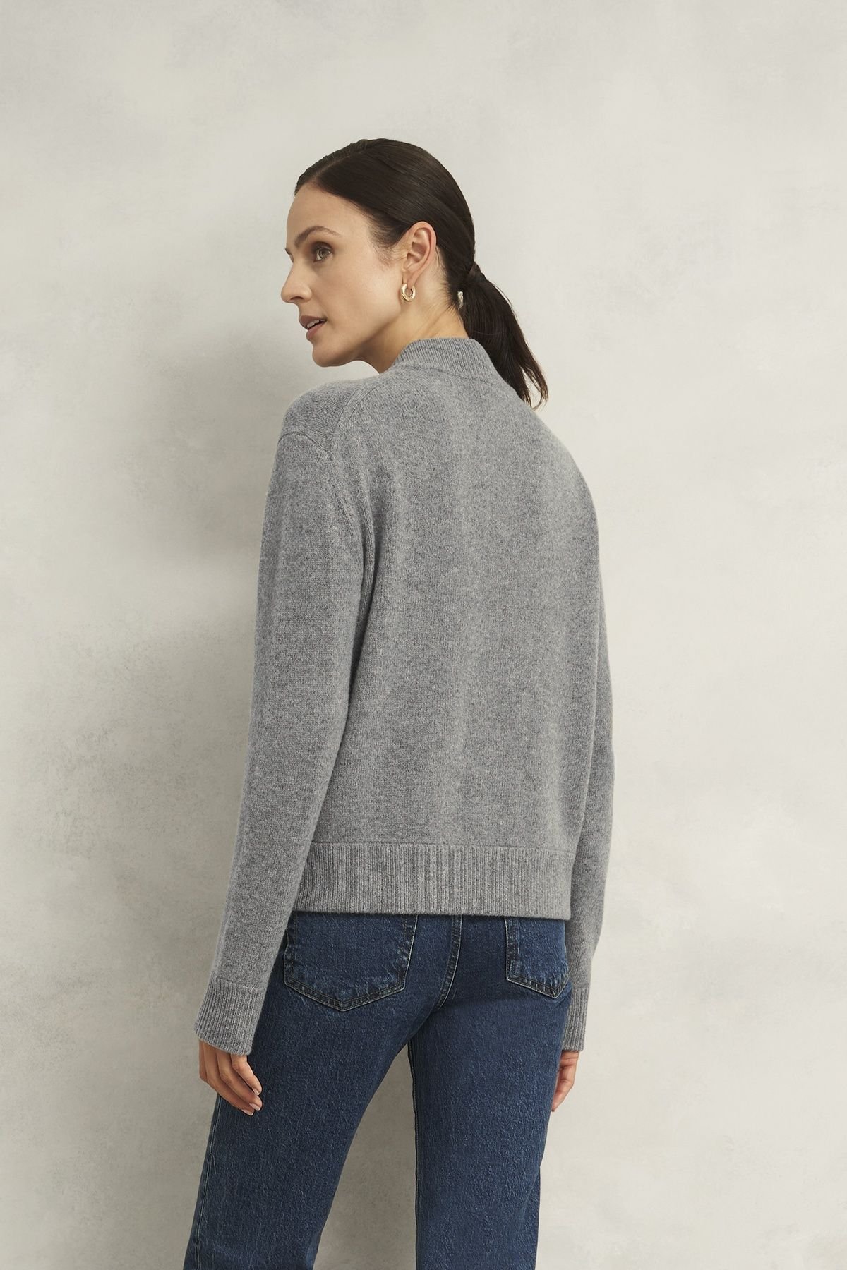 Hobbs London Hobbs London Women's Bonnie Knitted Bomber Jacket in Mid Grey - 4