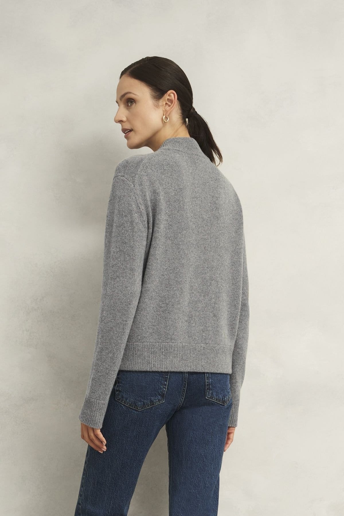 Hobbs London Hobbs London Women's Bonnie Knitted Bomber Jacket in Mid Grey - 4