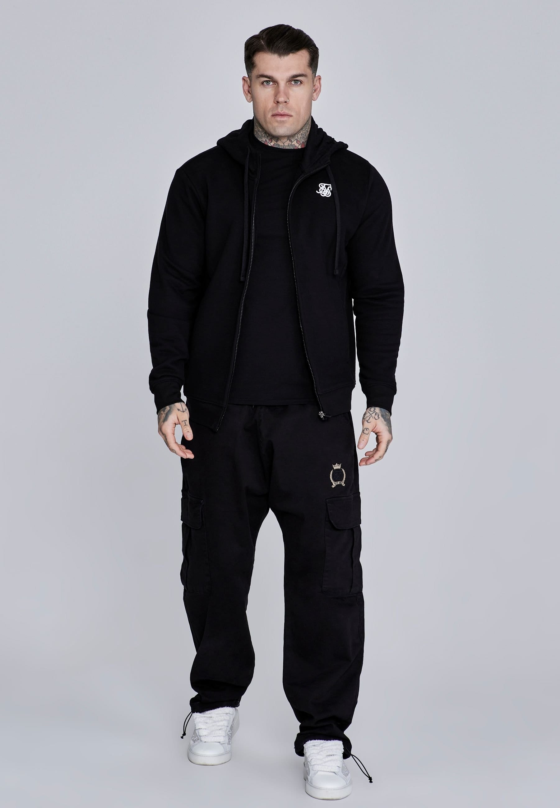 SikSilk SikSilk Men's Essentials Full Zip Hoodie in Black - 4