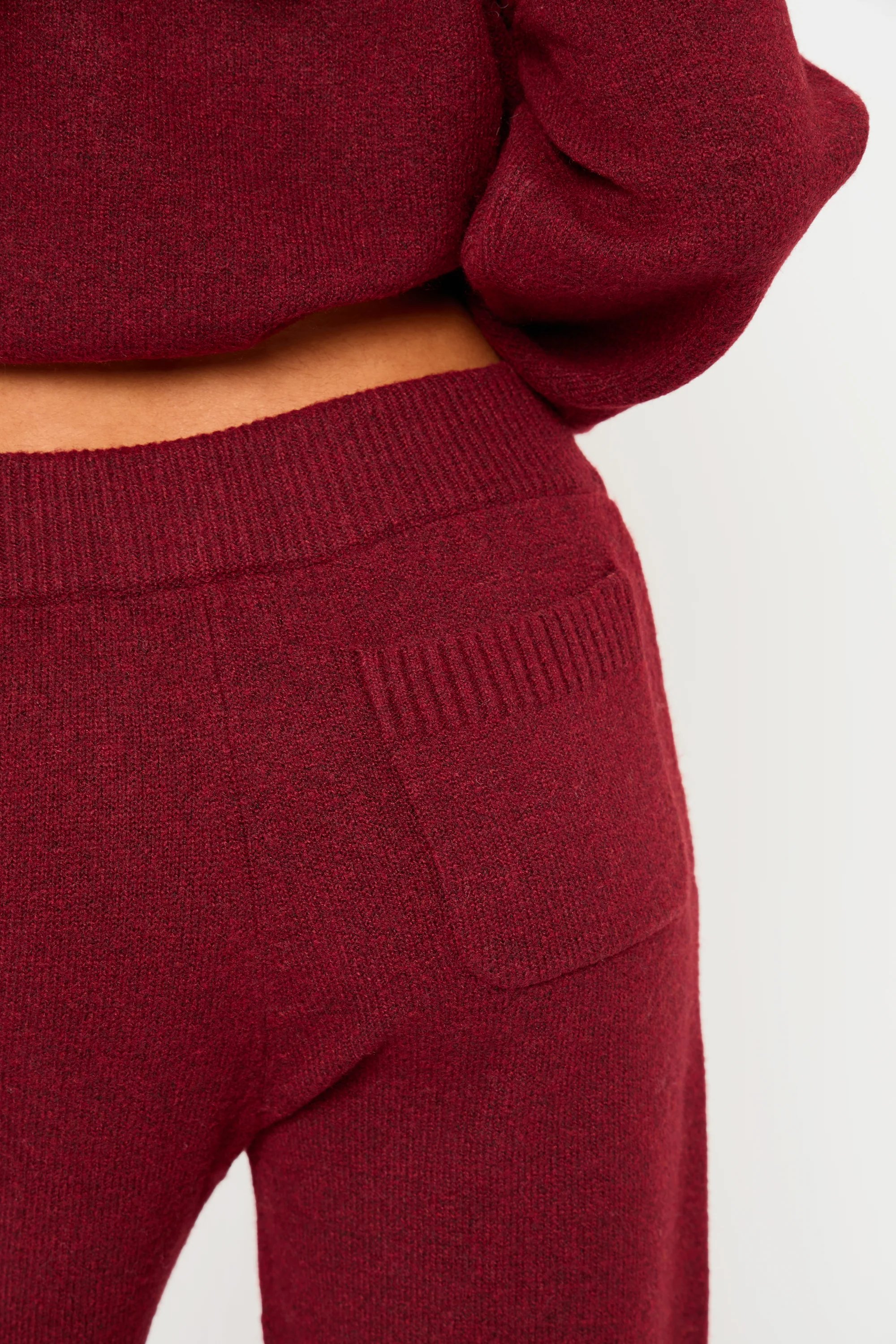 Kaiia Kaiia Knit Wide Leg Trousers Burgundy - 2