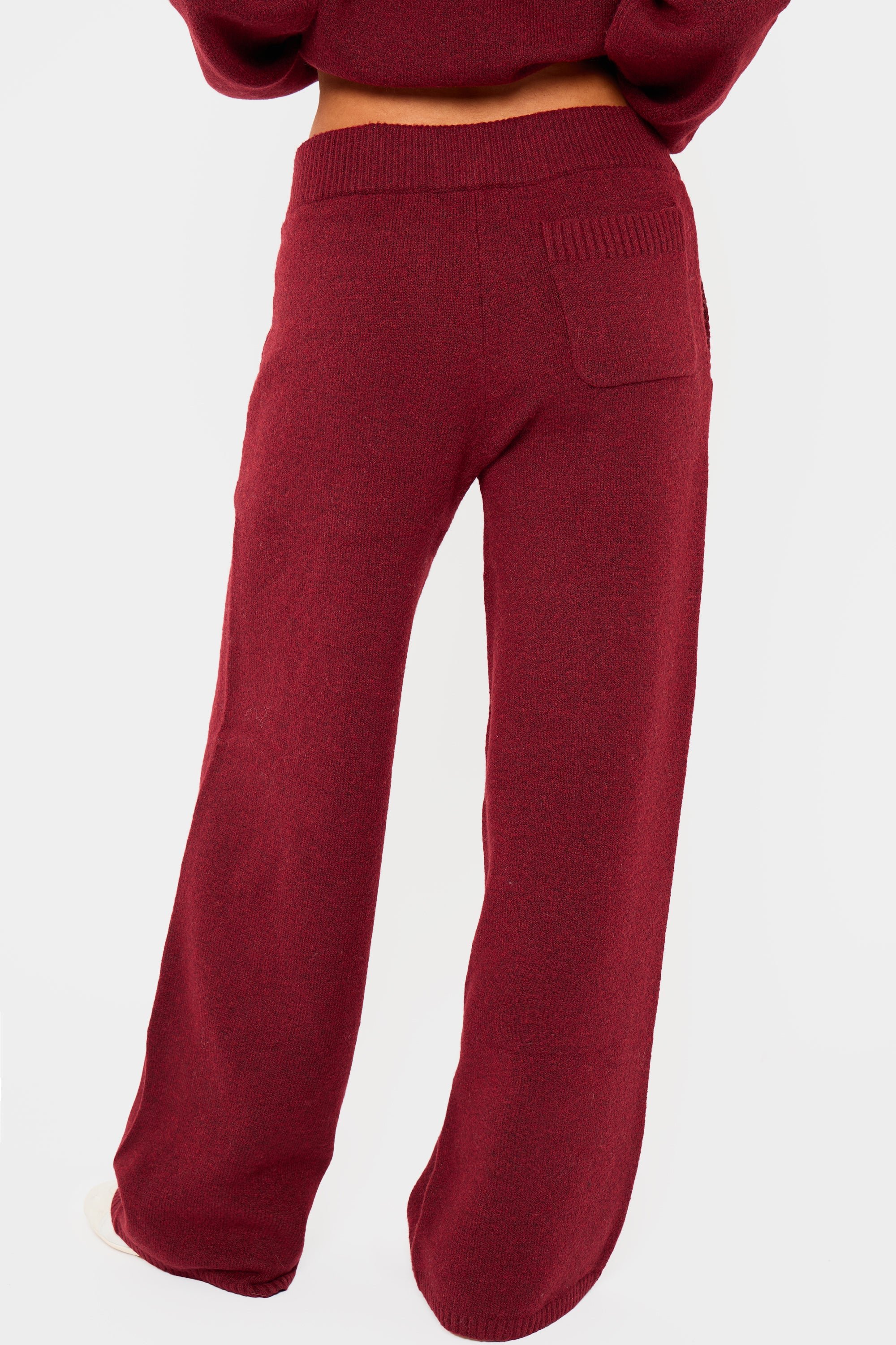 Kaiia Kaiia Knit Wide Leg Trousers Burgundy - 4