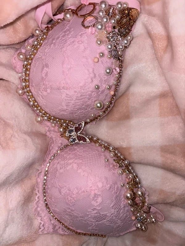 Bershka Embellished pink bra rave / party top