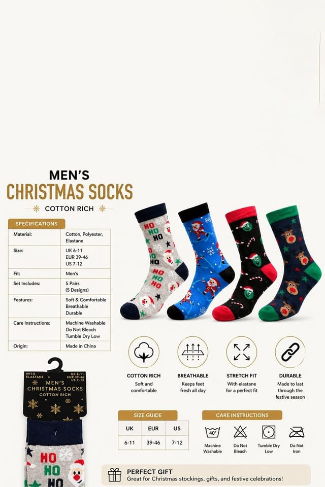 RJM RJM Men's Mens Christmas Novelty Socks UK 7-11 Festive Funny Winter Gift Socks - 3