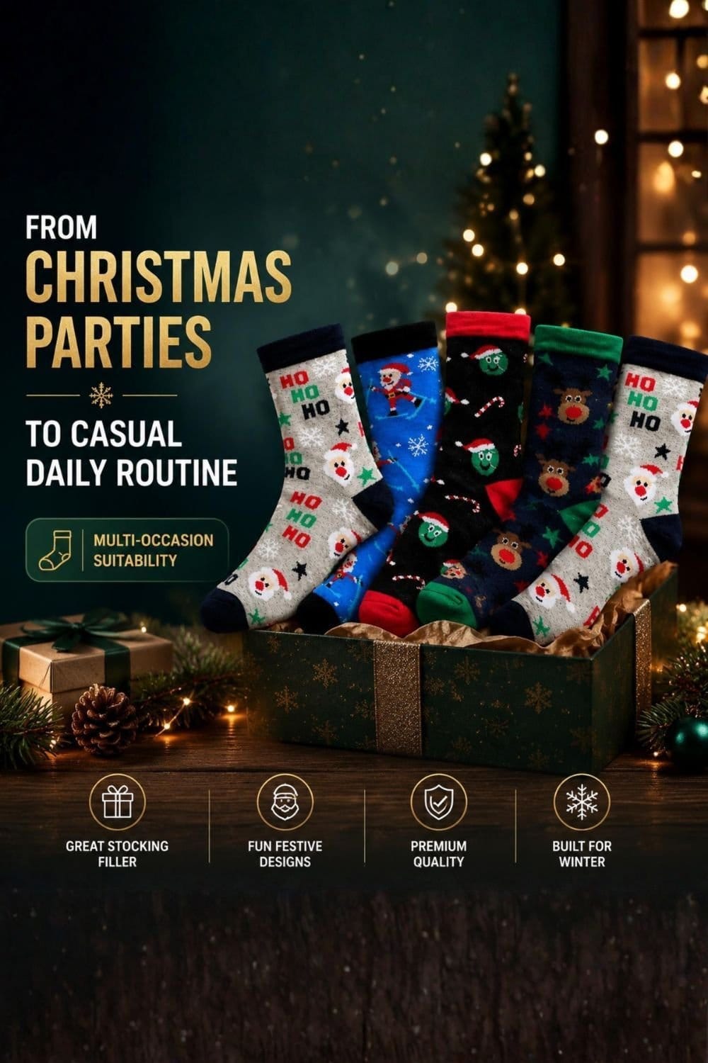 RJM RJM Men's Mens Christmas Novelty Socks UK 7-11 Festive Funny Winter Gift Socks - 4