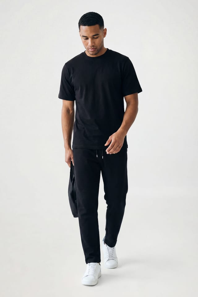 CICAY CICAY Men's Relaxed Fit Crew Neck Cotton T-Shirt in Black - 2