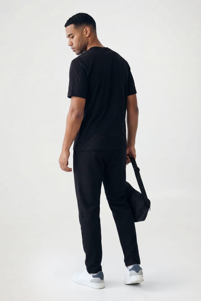 CICAY CICAY Men's Relaxed Fit Crew Neck Cotton T-Shirt in Black - 3