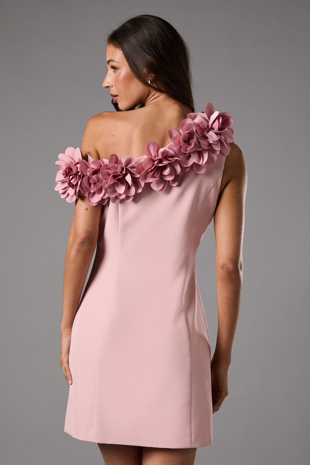 Coast Coast Women's 3D Floral One Shoulder Mini Dress in Pink - 3