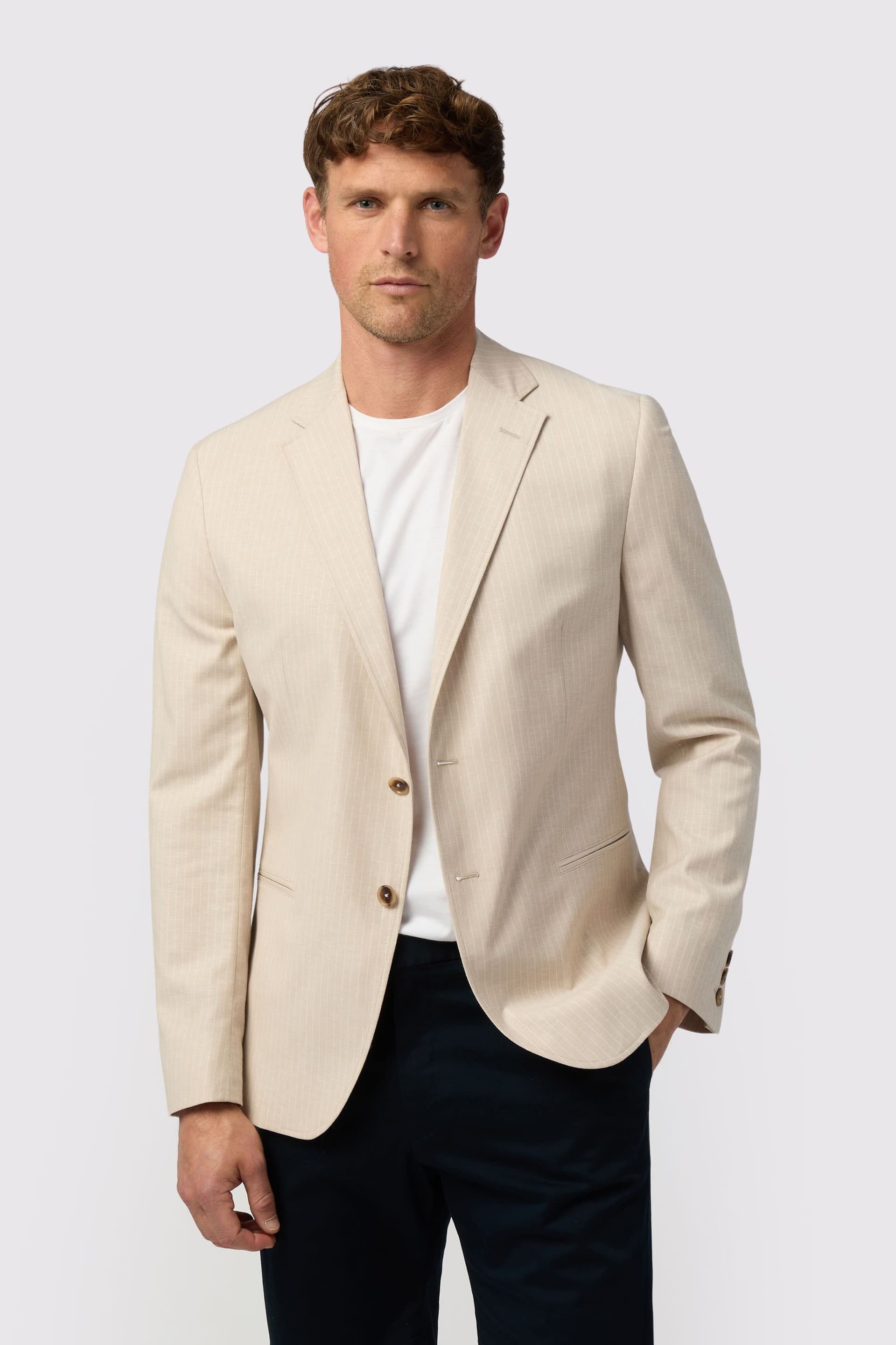 Melka Melka Men's Striped Blazer in Beige