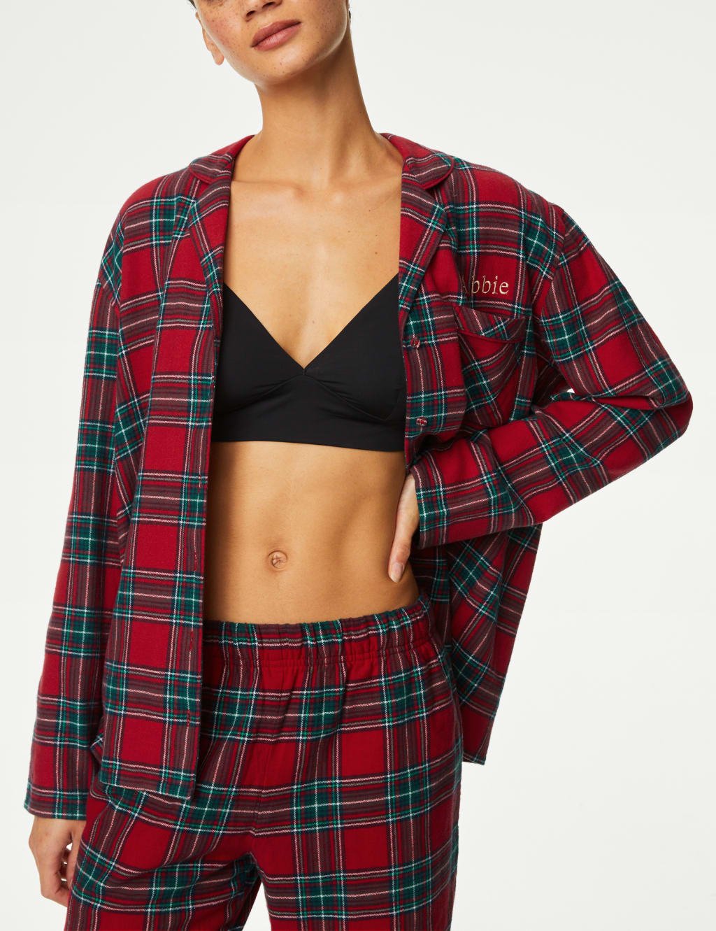 Marks & Spencer M&S Personalised Women's Checked Pyjama Set Red Mix - 4