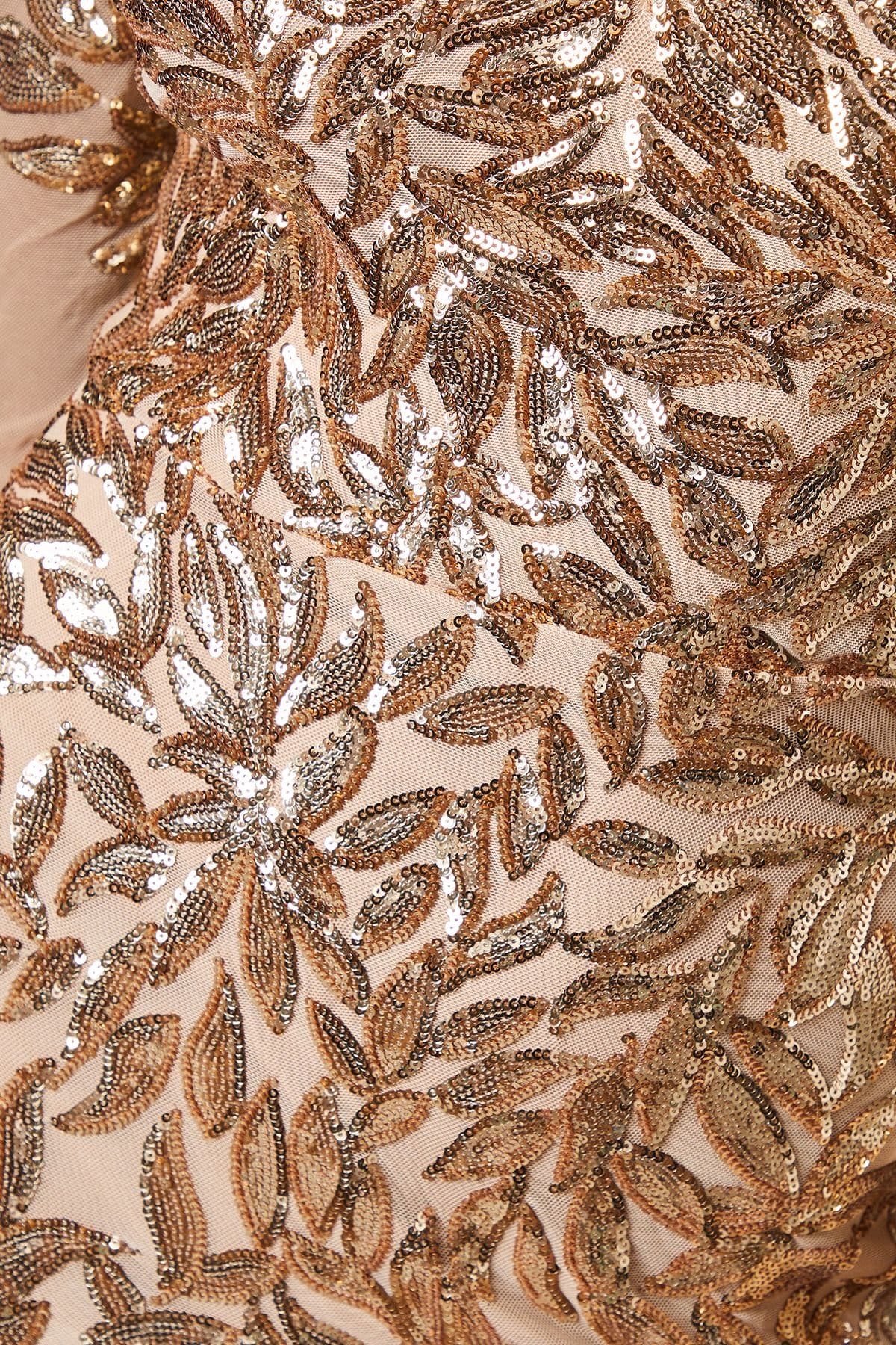 Coast Coast Women's Long Sleeve Floral Sequin Maxi Dress in Gold - 4