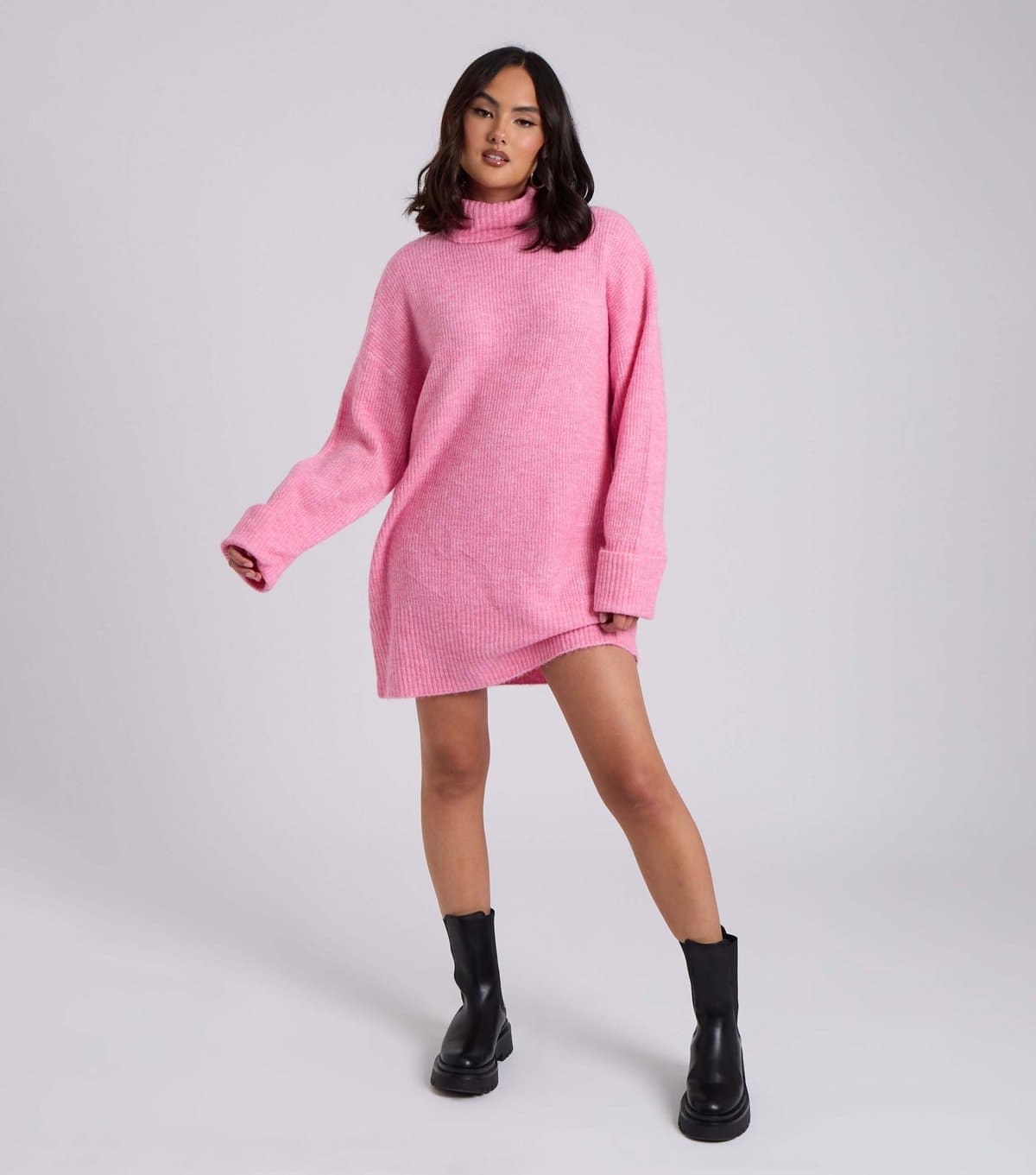 Urban Bliss Women's Pink Roll Neck Knit Mini Dress Urban Bliss New Look