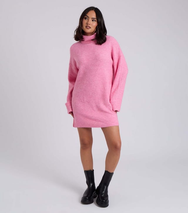 Urban Bliss Women's Pink Roll Neck Knit Mini Dress Urban Bliss New Look - 2