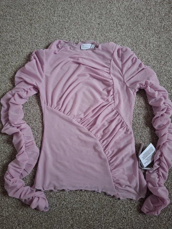 ASOS ASOS Design pink ruched mesh top size 12