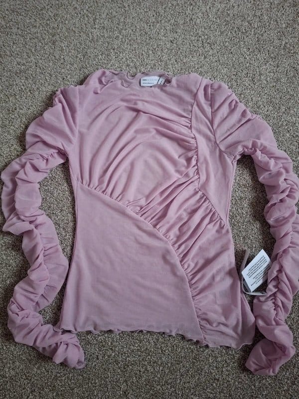 ASOS Design Pink Ruched Mesh Top Size 12