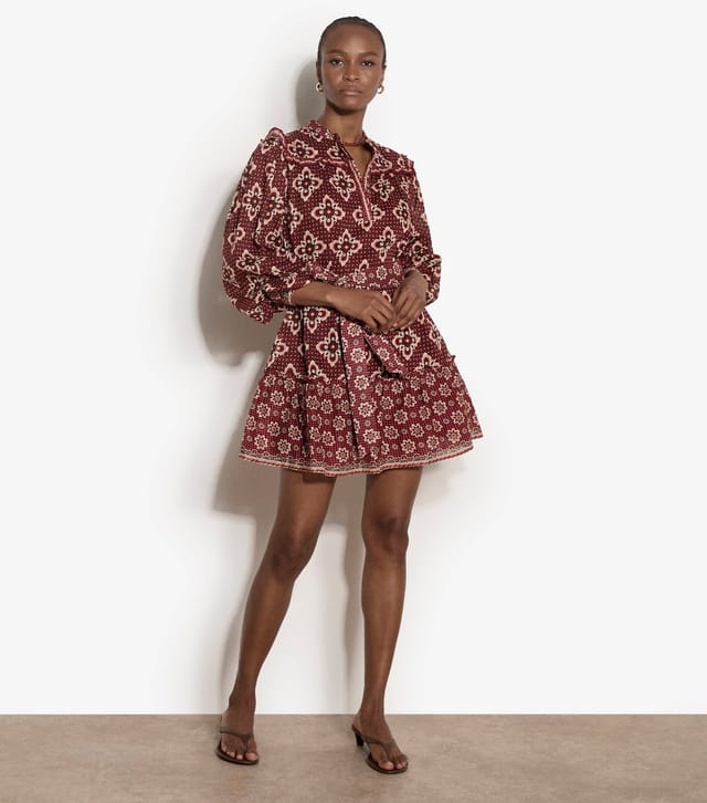 Apricot Women's Red Tile Print Border Dress Apricot New Look - 2