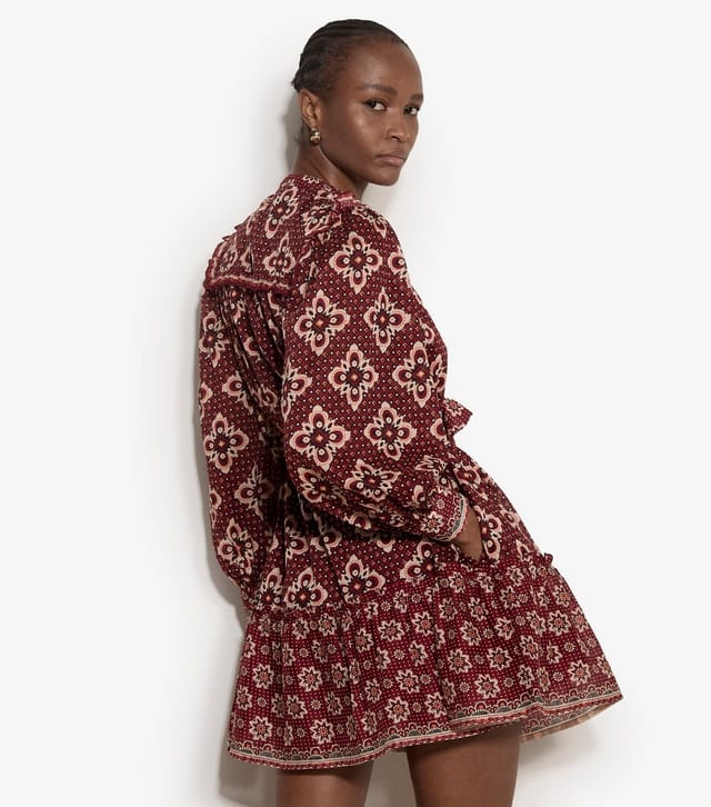 Apricot Women's Red Tile Print Border Dress Apricot New Look - 3