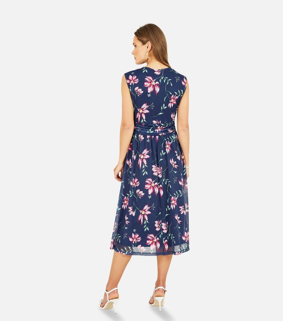Yumi Women's Blue Floral Sleeveless Wrap Midi Dress Yumi New Look - 4