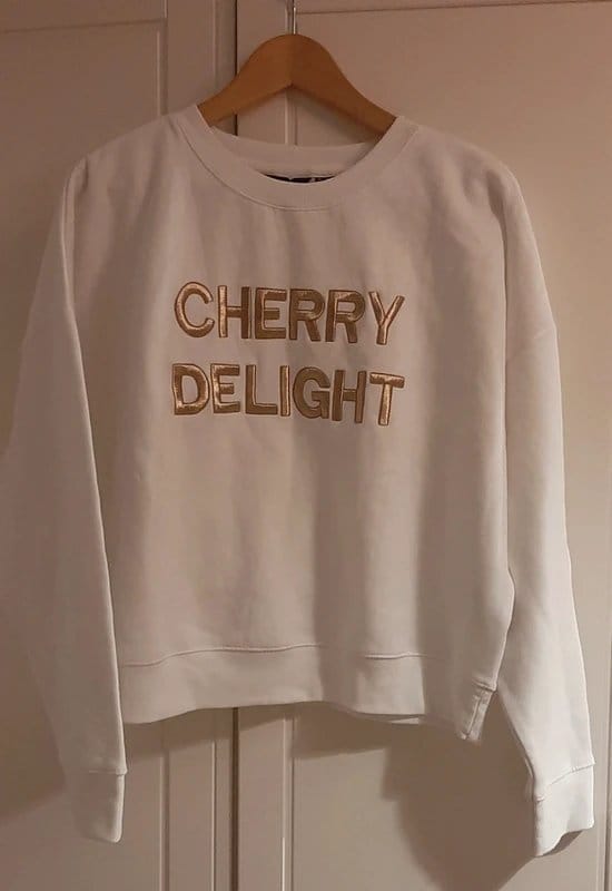 New Look White Sweatshirt with Gold Embroidery Size 16